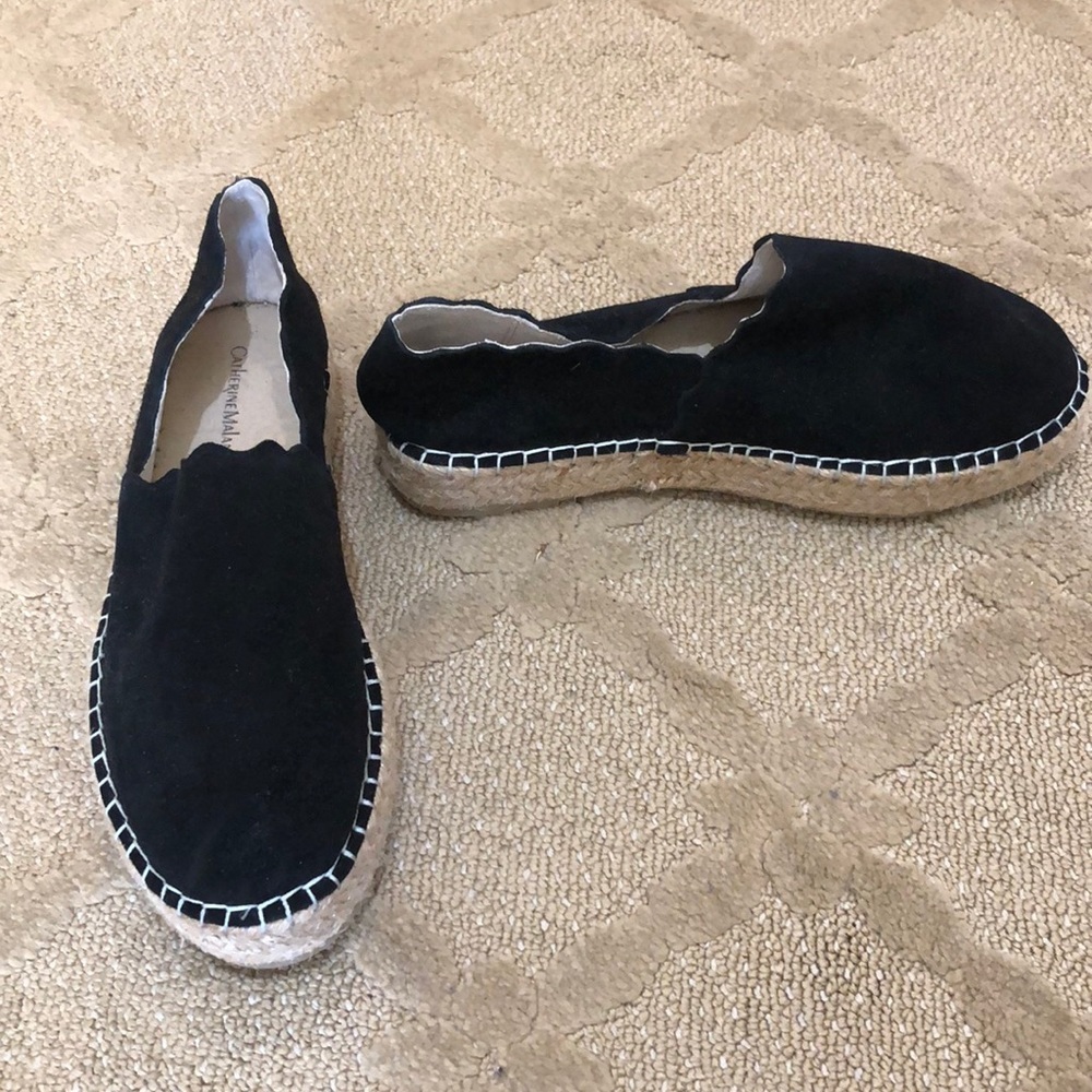 Catherine Malandrino black scalloped espadrilles